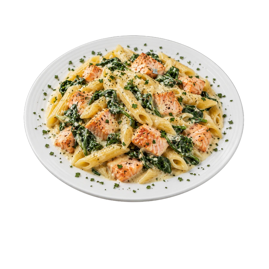 Penne Lachs e Spinaci