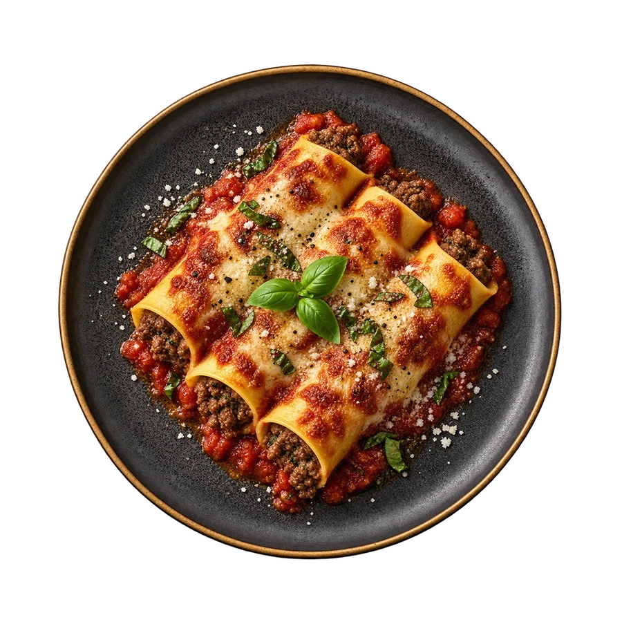 Cannelloni mit Rinderhack gefüllt