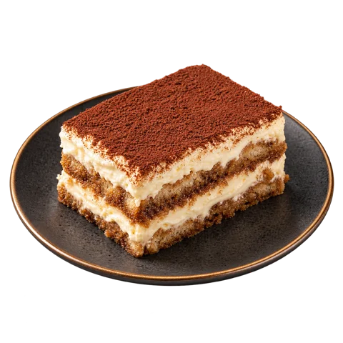 Tiramisu mit cremigen Schichten und Kakao